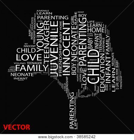 Vektör eps kavramı ya da kavramsal beyaz metin wordcloud veya tagcloud üzerinde siyah backgr izole ağacı
