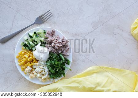 Chicken Salad.
All Ingredients Are Visible.
Place For Text