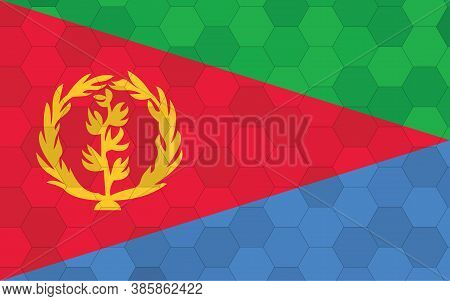 Eritrea Flag Illustration. Futuristic Eritrean Flag Graphic With Abstract Hexagon Background Vector.
