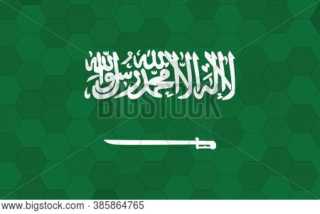 Saudi Arabia Flag Illustration. Futuristic Saudi Arabian Flag Graphic With Abstract Hexagon Backgrou