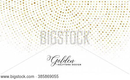 Golden Sparkle Halftone On White Background Design
