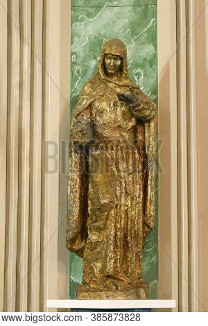 ODRA, CROATIA - SEPTEMBER 28, 2012: Immaculate Heart of Mary statue in parish church Name of Mary and Saint Gorge in Odra, Croatia