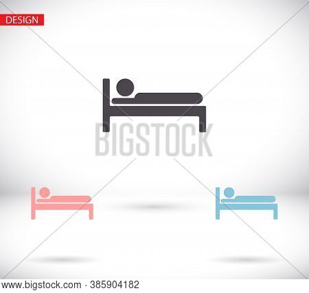 Bed Icon Vector. Simple Flaticon. Perfect Black Pictogram Illustration On A White Background