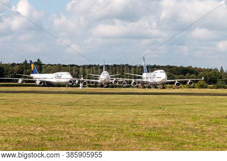 Twente, Provincie Overijssel The Netherlands, 08-29-2020, Aircrafts On The Ground At Airport Twente,