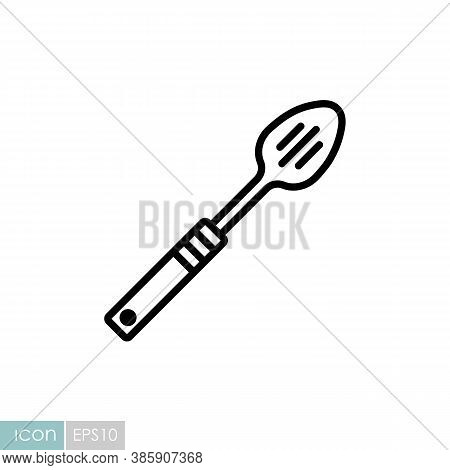 Spoon For Draining Vector Icon. Kitchen Appliances. Graph Symbol For Cooking Web Site Design, Logo, 