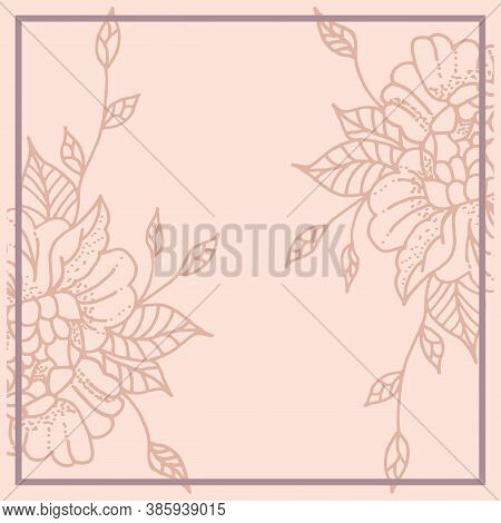 Layout For Decorating A Feed On Instagram. Background In Pastel Colors With Flowers. Frame For Text.