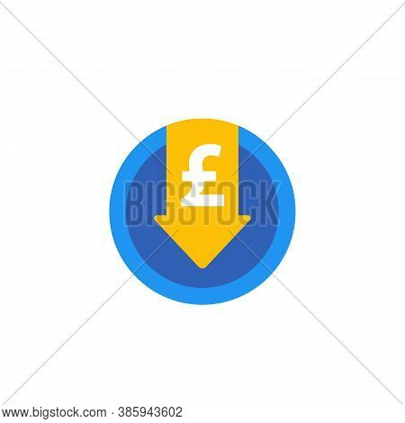 Reduce Costs Icon With Pound, Flat, Eps 10 File, Easy To Edit
