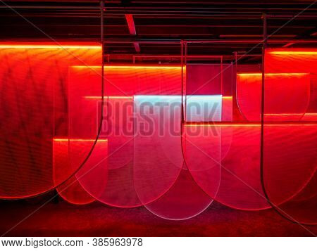 Neon Red Light, Abstract Psychedelic Background, Ultraviole