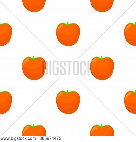 Illustration On Theme Big Colored Seamless Persimmon, Fruit Pattern For Seal. Fruit Pattern Consisti