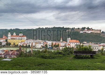 View Of Passau With St. Stephen Cathedral From Church Mariahilf, Passau, Germany