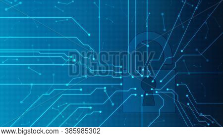 Closed Padlock On Digital Screen, Cyber Security Concept Background, Security Concept Background. Da