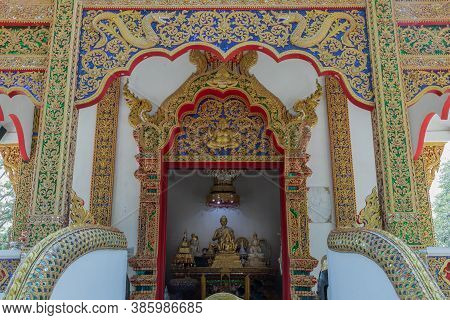 The Buddha Image In Main Vihan At Phra That Doi Tung Temple (wat Phra That Doi Tung). Buddhist Monas