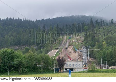 Zakopane, Poland - June 14, 2020: Hill With The Ski Jump During Renovation.