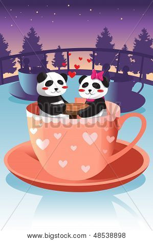 Cute Panda en el amor