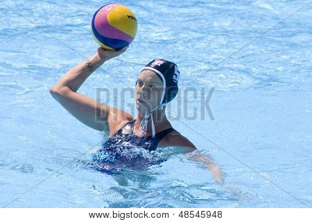 25 Lipca 2009; Rzym Włochy; Gracz drużyny USA Lauren Wenger konkurencyjnych w ćwierćfinał mecz pomiędzy 