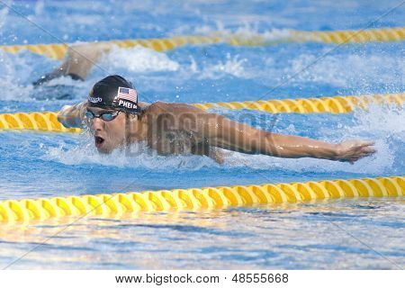 Jul 29 2009; Rom Italien; Michael Phelps (USA) konkurrerer i Herre 200m butterfly endelig på 13.