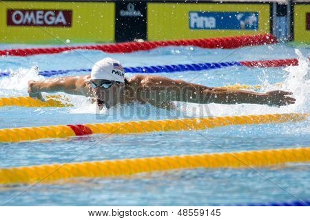 28 Lipca 2009; Rzym Włochy; Michael Phelps (USA) w męskie 200m motyl kwalifikacji rou