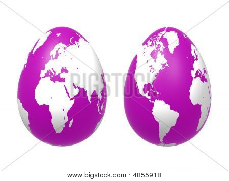 Deux œufs 3D monde en Violet