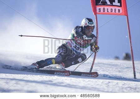 SOELDEN AUSTRIA OCT 26, Eric Schlopy USA w wyścigu slalom gigant w Rettenbach męskie 