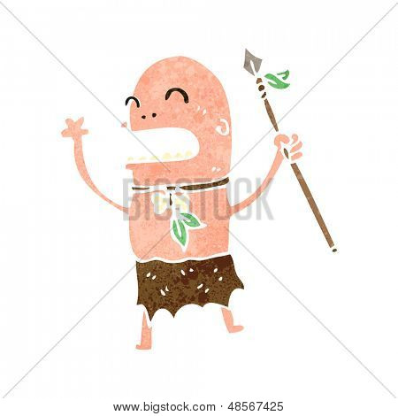 homme tribal dessin animé rétro