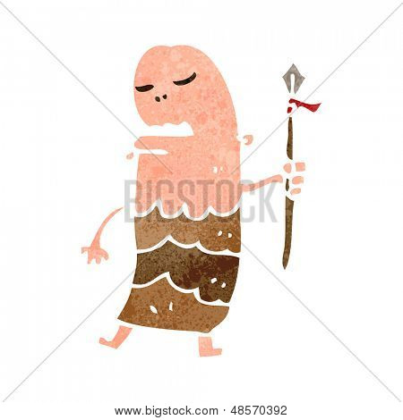 homme tribal dessin animé rétro