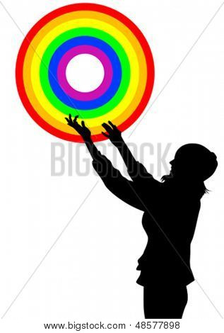Vektor tegning af en pige rainbow ring. Egenskaben frigivelse er knyttet til filen