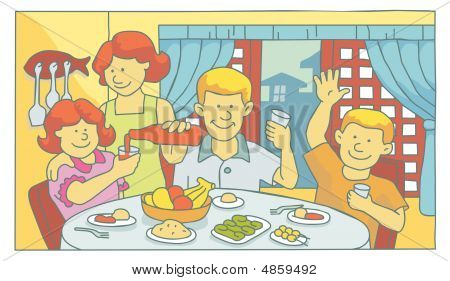 Perhe aikaa mealtime