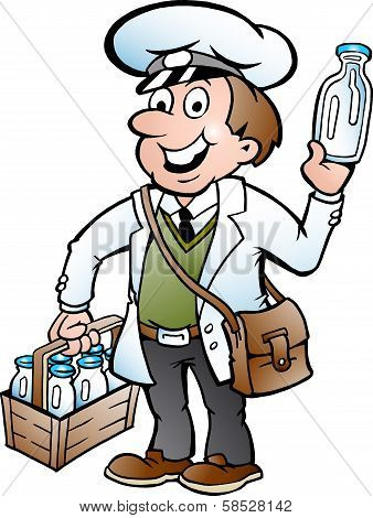 Hand-drawn Vector Illustration Of An Happy Milkman
