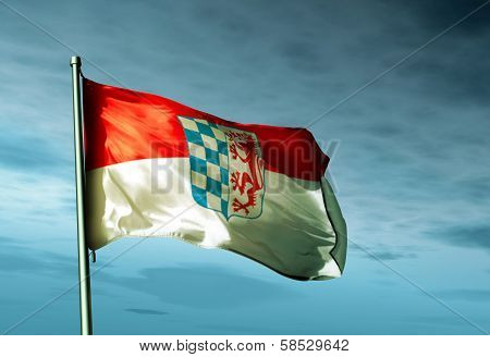 Lower Bavaria (GER) flag waving on the wind