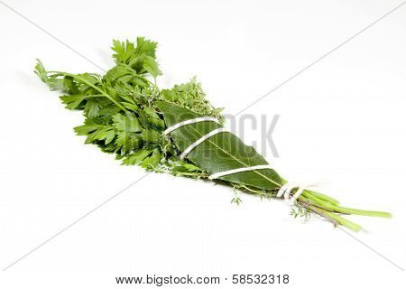 Studio Shot Of Traditional Bouquet Garni On White