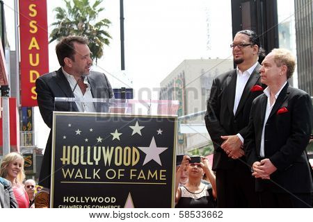 Trey Parker, Penn Jillette, Teller at Penn & Teller's induction into the Hollywood Walk Of Fame, Hollywood, CA 04-05-13