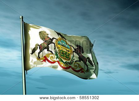 Pennsylvania (USA) flag waving on the wind