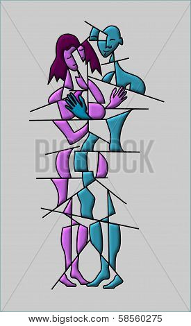 lovers embracing
