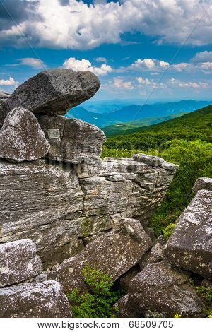 Boulders And Eastern View Of The Appalachian Mountains From Bear Rocks Preserve, Monongahela Nationa