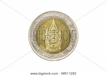 Thailand Ten Baht Coin 2007 80Th Birthday King Rama9
