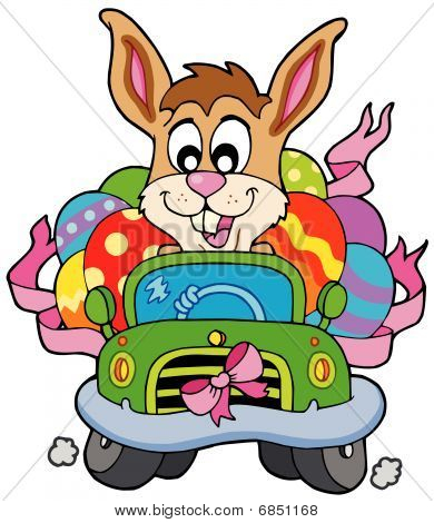 Easter bunny drivande bil