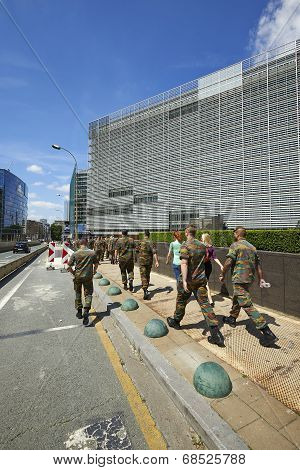 Some Militaries Ready For A Meeting At Berlaymont Office