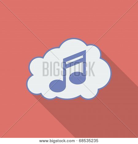 Sound cloud icon. Modern Flat style with a long shadow