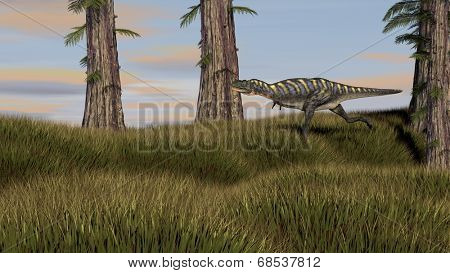 running aucasaurus dinosaurus