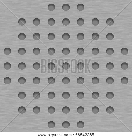 Brushed Metal Tile Background With Gray Grill Holes