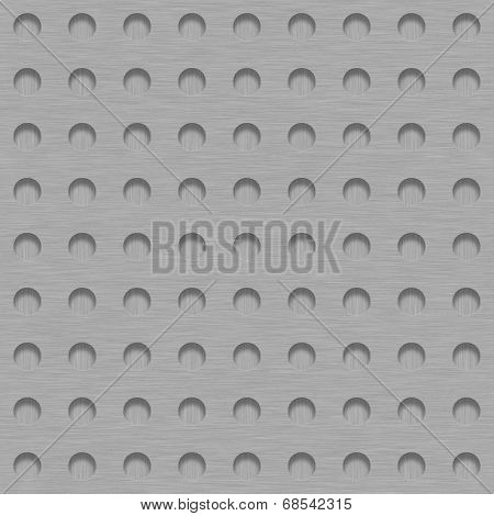 Brushed Metal Tile Background With Metalic Grill Holes