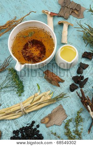 Traditional chinese herbal medicine ingredients, close-up