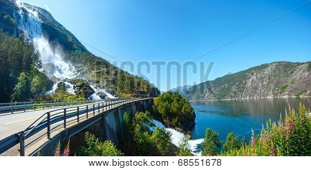 Summer Langfossen Waterfall  (norway).
