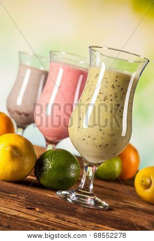 Healthy Diet, Protein Shakes And Fruits