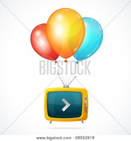 Vector fly Tv and ballons