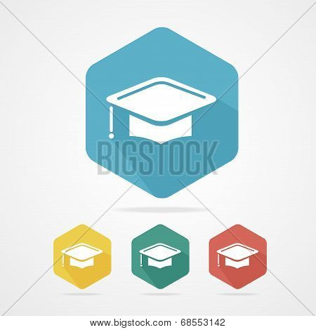 Education Cup flat icon. Graduation Cap.