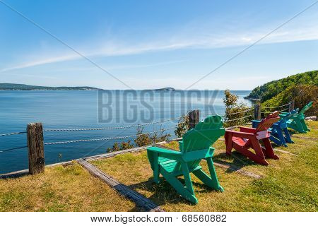 Colorful Lounge Chairs With A View Of Beautiful Scenic Panorama