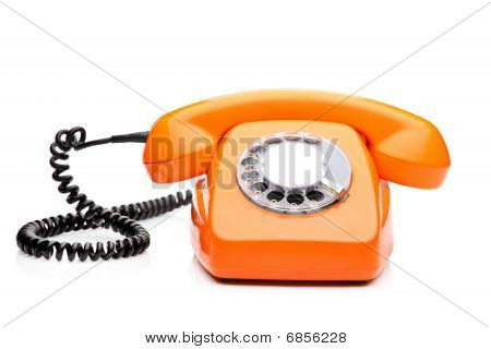 Um telefone retro laranja