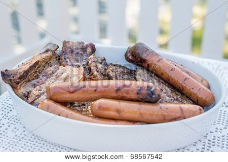 Grilled Sausage, Burgers And Pork.