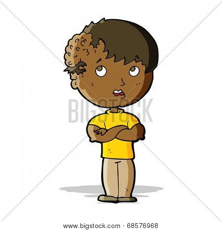 cartoon boy with growh on head